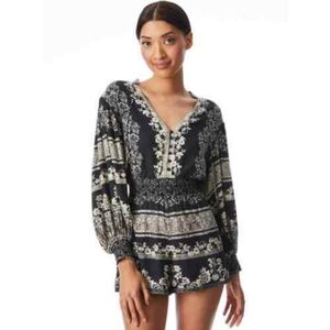 Alice + Olivia Black Floral Long Sleeve Romper....SIZE:0